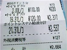 今回の燃費です。 今回の燃費です。