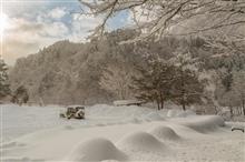 幌ジープで雪中泊 その②(ジープ、ジバニャンになる編) 幌ジープで雪中泊 その②(ジープ、ジバニャンになる編)