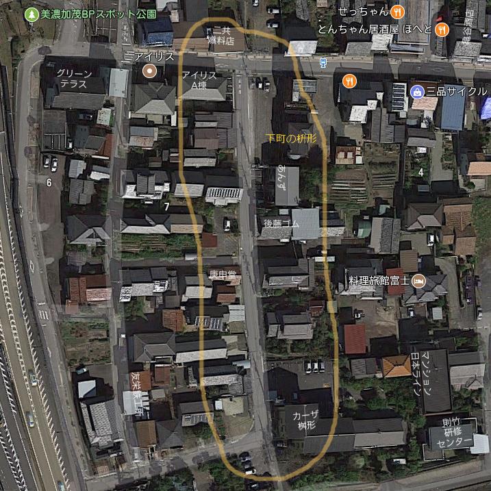 中山道 太田宿 下町の枡形(googleMap)