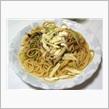 朝昼兼のパスタ(￣▽￣) /