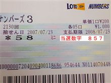 ずいぶん前のナンバーズ３のミニ