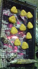 BBQは、おにぎりとサンマで