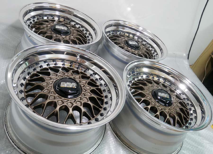BBS-RS15インチ100-4Hピッチ加工社外リム交換再ポリッシュ