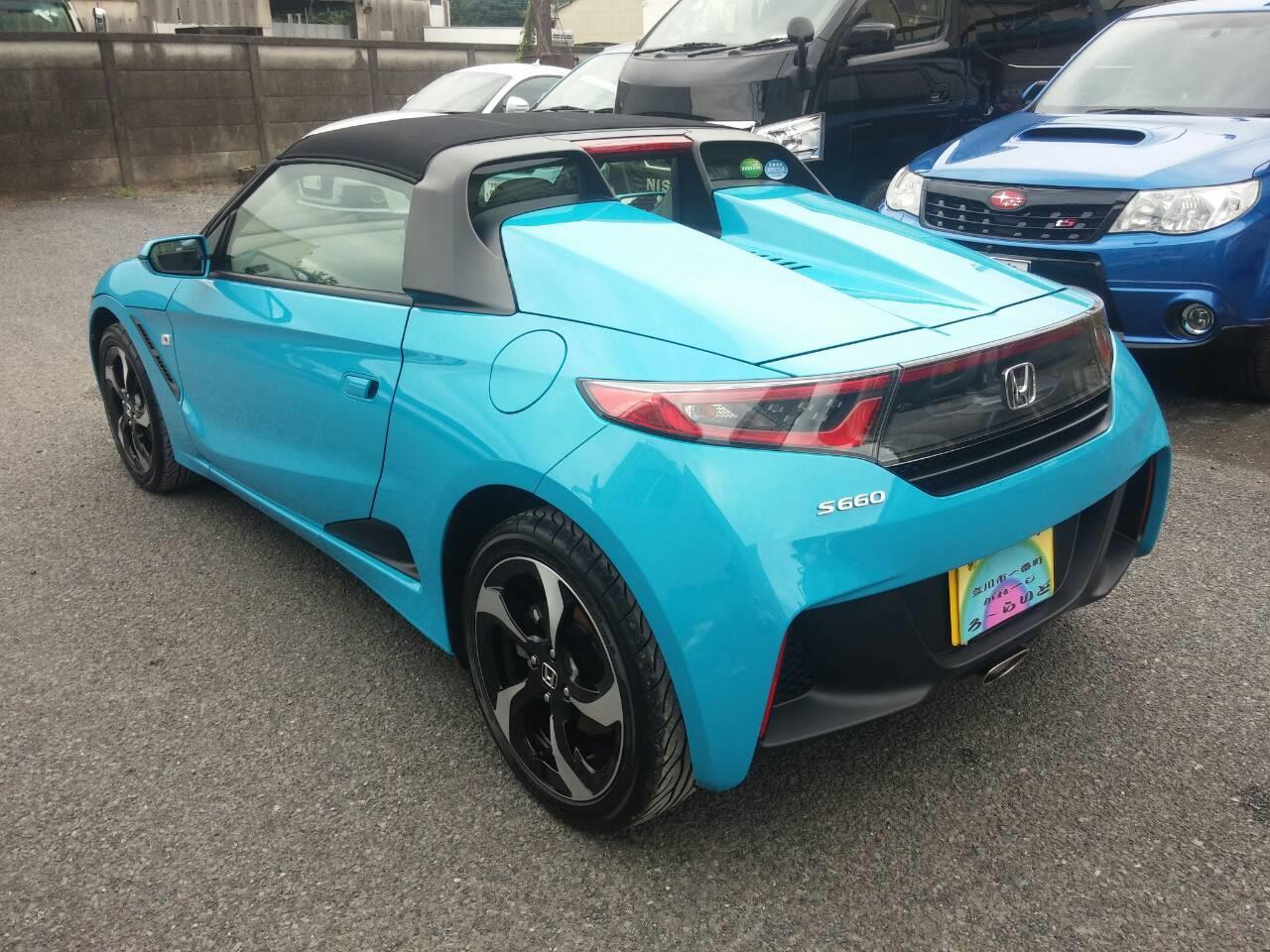 東京都立川市の車の板金塗装修理工場　ガレージローライドのホンダ　S660の新車のボディー磨き＆ジーゾックスリアルガラスコート艶プラス施工です。