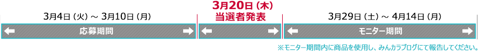 応募期間および当選者発表、モニター期間