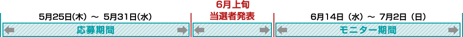 応募期間5/25-5/31 モニター期間6/14-7/2