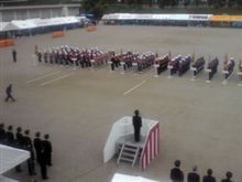 小雨の操法訓練大会