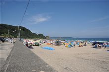 愛犬と家族と海水浴