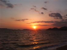 瀬戸内海　笠岡諸島に沈む夕日