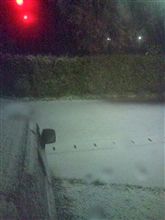家の前の道路にも積もり始めた