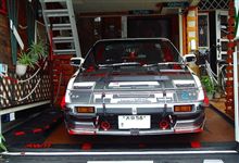 完成した車庫にAW11を入れて見ました、 完成した車庫にAW11を入れて見ました、