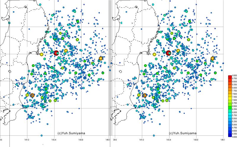 2017年 2018年に起こった地震のマグニチュードと深度を地球規模で可視化するとこうなる Gigazine