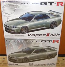 1/24アオシマのR34スカイラインGT-R(VSpecIINurとMSpecNur)未開封♪