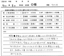 お客様の声をいただきました。　ワゴンR 板金塗装　愛知県豊田市　倉地塗装　KRC