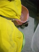 病院にて足湯中