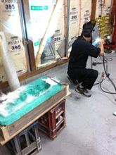 Re-L型クロスフローエンジン その7 FRPの貼り込み作業 Re-L型クロスフローエンジン その7 FRPの貼り込み作業