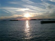 下津井の漁港からの夕日