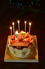 母の87歳の誕生日にバースディケーキで祝う