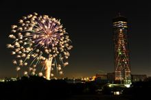 クリスマスツリーと花火の競演♪