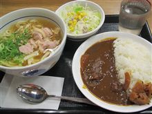今日のディナーは、蘇我駅前「なか卯」鶏塩うどんミニカレーサラダ計880円