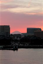 ビルの間の富士の山。。。