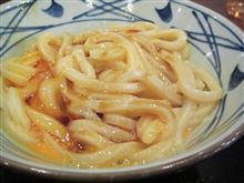 今日のディナーは、「丸亀製麺」釜玉＆ぶっかけ冷大＆ちくわ天&#215;２