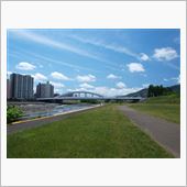 豊平川沿いを走る！