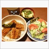 アナゴ丼にサラダ！