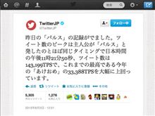 「バルス」が再び世界新記録を樹立！1秒あたり14万3,199ツイート！