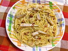 わかさぎとホタテ貝柱のパスタ