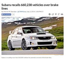 Subaru recalls 660,238 vehicles over brake lines