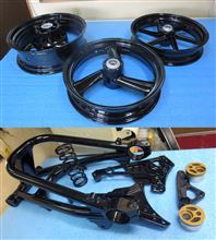 二輪バイクホイールとバイクパーツへのパウダーコート 