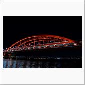 神戸大橋のライトアップ夜景撮影
