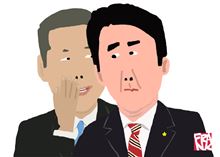 （山）アベッチょ〜、外国人記者から突っ込まれたらヤベ～っすよ　（安）ほな、やめよ〜