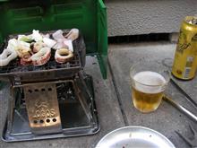 庭食（ロゴスピラミッドグリルコンパクトでイカ・野菜炭火焼き）