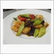 今日のランチは、新高島平「剣閣」えび、いか、ほたてと季節野菜の四川風炒め