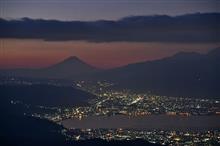 高ボッチで朝焼けの富士山撮影