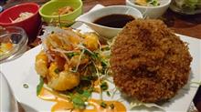 CAFEオヤジでコンビプレート（エビチリマヨ＆焼メンチ）