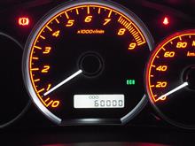 走行距離60000km到達 走行距離60000km到達