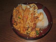 カツとじに卵追加を△△シロムスビにで😉ｖカツ玉丼
