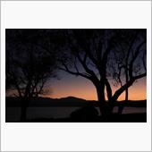 湖山池に映る夕日
