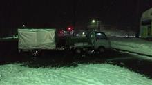 トレーラーで雪道