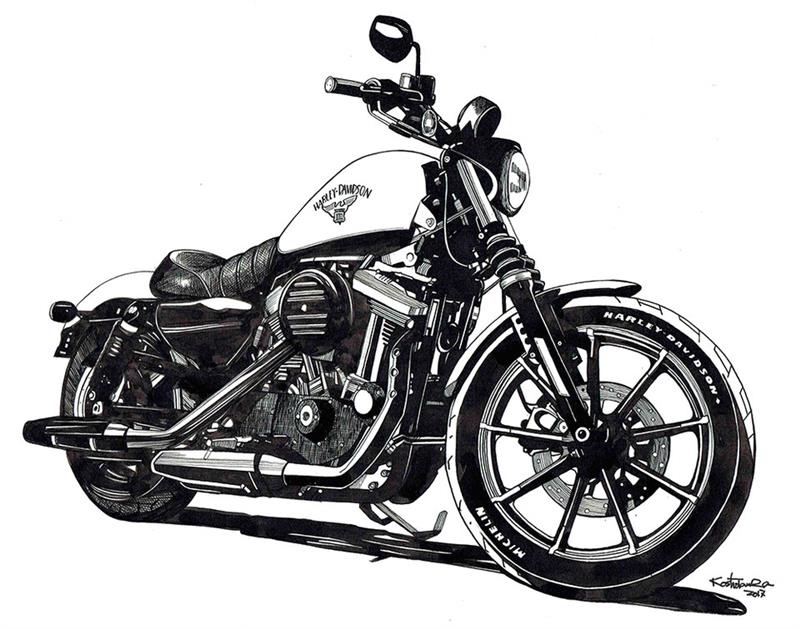 Harley Davidson Iron8 塗り絵屋のブログ 車とバイクの手描きイラスト絵を載せるブログ みんカラ