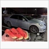 車内でのり弁、スイカ！
