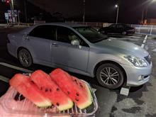 車内でのり弁、スイカ！