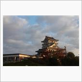 日の出とお城を空撮