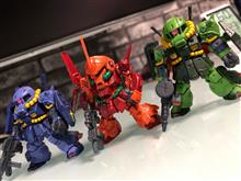 続✖️16【ガンダムコンバージ】マラサイ、ハイザック2種（ティターンズカラー、連邦カラー）の墨入れと部分塗装