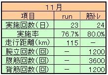 ２０２０年１１月ランニング＆筋トレ実績