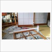 急遽　障子貼りを