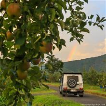 2021紅葉狩り①-1　林檎畑にかかる虹と毛無峠